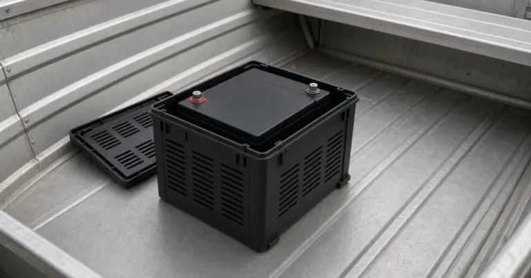 Group 24 battery in a vented battery box in an aluminum boat
