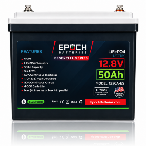 EPOCH 12V 50Ah Essential Series LiFePO4 Battery (0.64kWh)