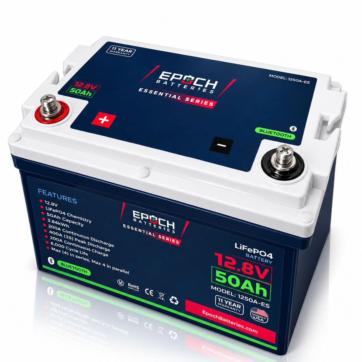 EPOCH 12V 50Ah Essential Series LiFePO4 Battery (0.64kWh) – image 2