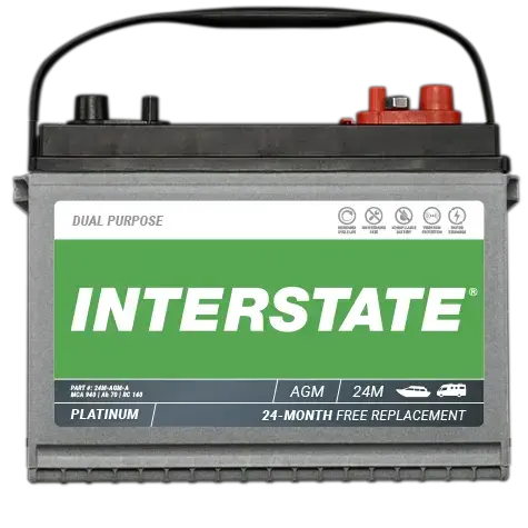 Interstate 24M-AGM-A 12V Group 24M AGM Dual Purpose Marine Battery – 750 CCA