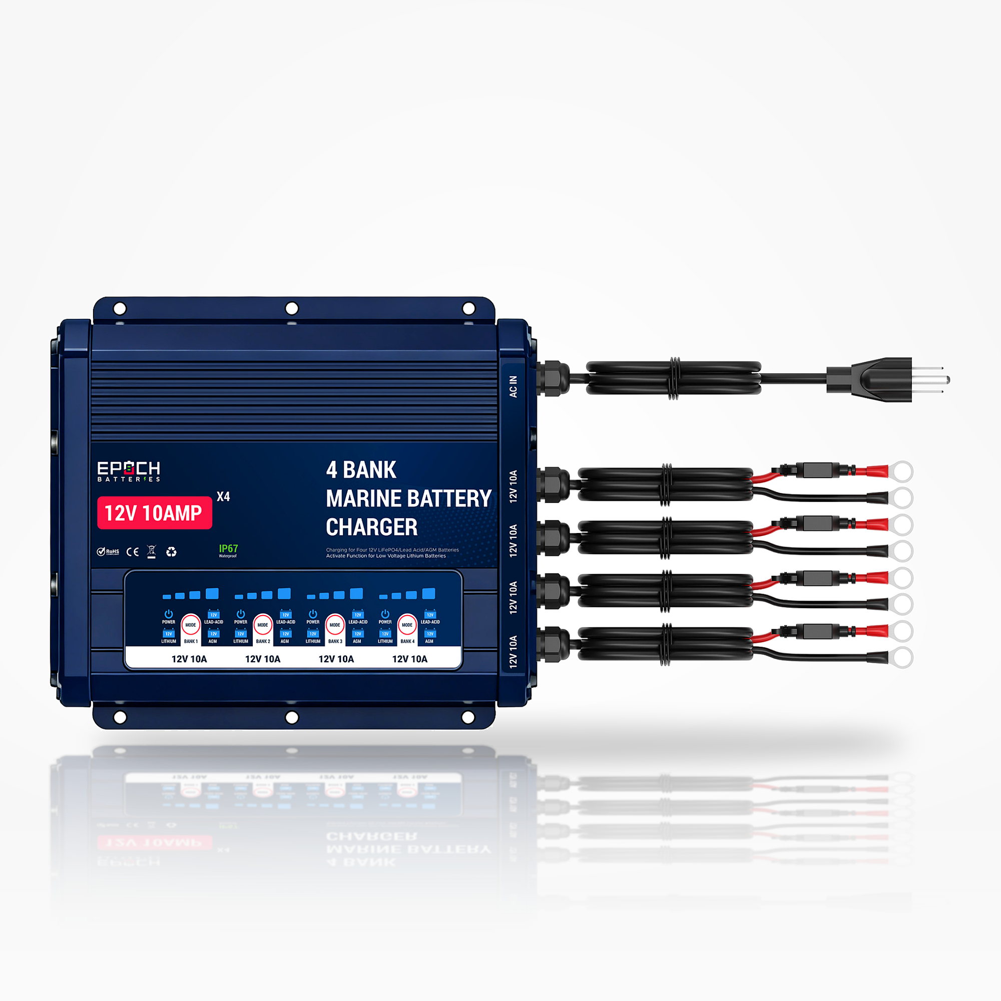 EPOCH 4-Bank 12V Marine Battery Charger – 10A Per Bank – image 2