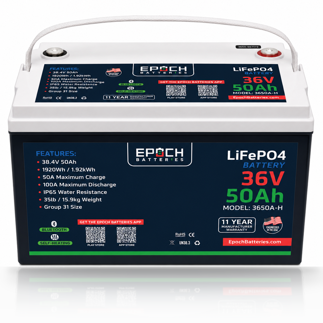 EPOCH 36V 50Ah Essential Series LiFePO4 Battery (1.92kWh)