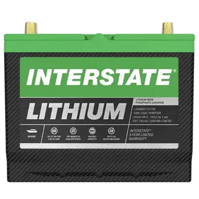 Interstate LI24MDP12V100 12V 100Ah Group 24M Lithium Marine Battery