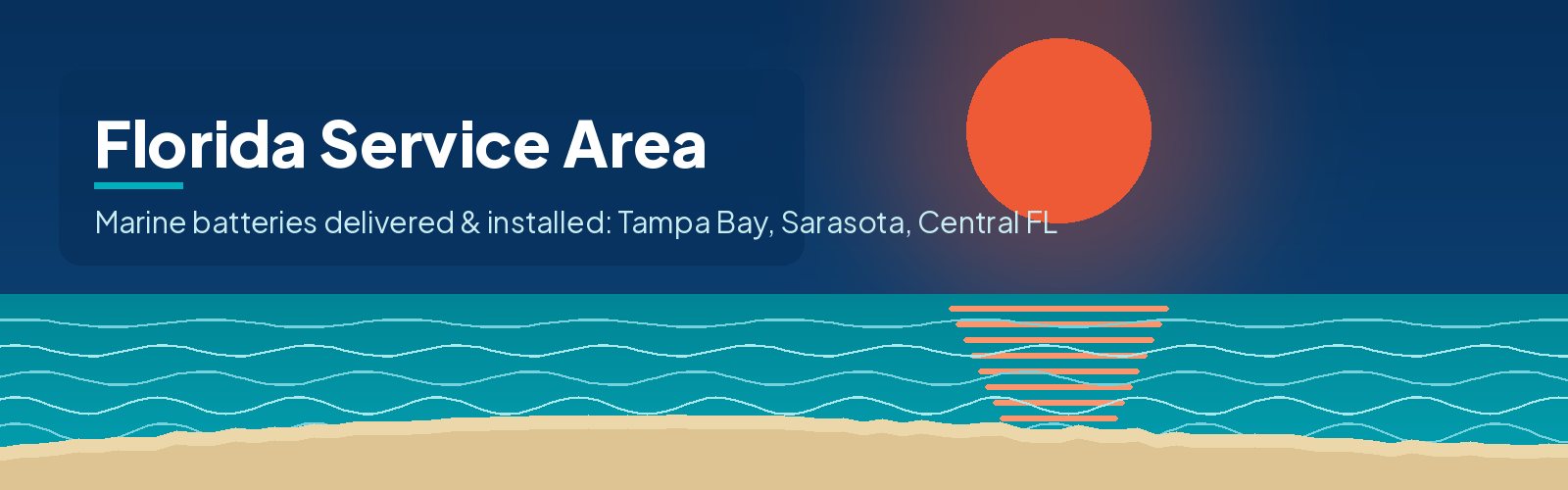 Illustrated Florida Gulf coast waterfront banner
