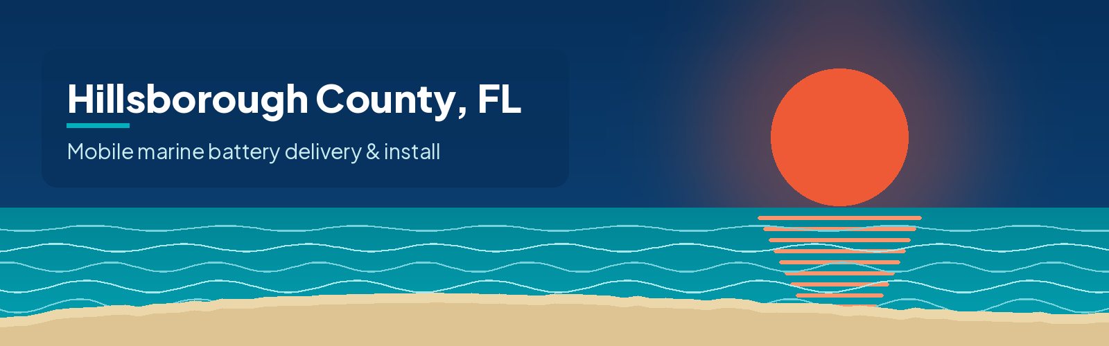 Illustrated waterfront banner for Hillsborough County, Florida