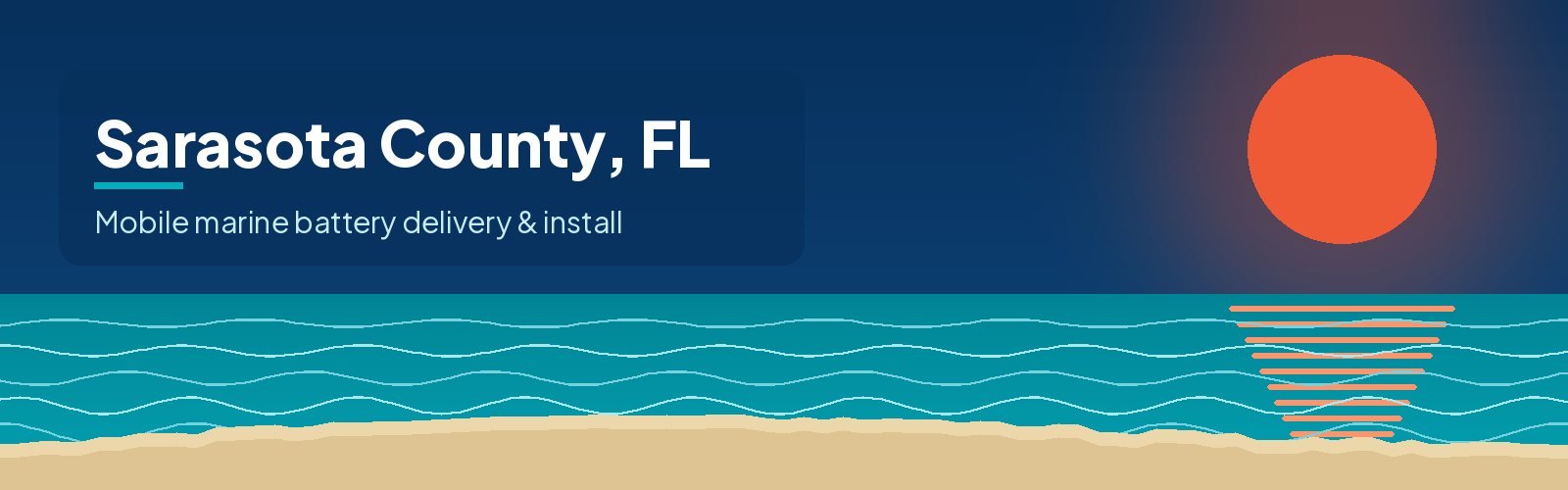 Illustrated waterfront banner for Sarasota County, Florida