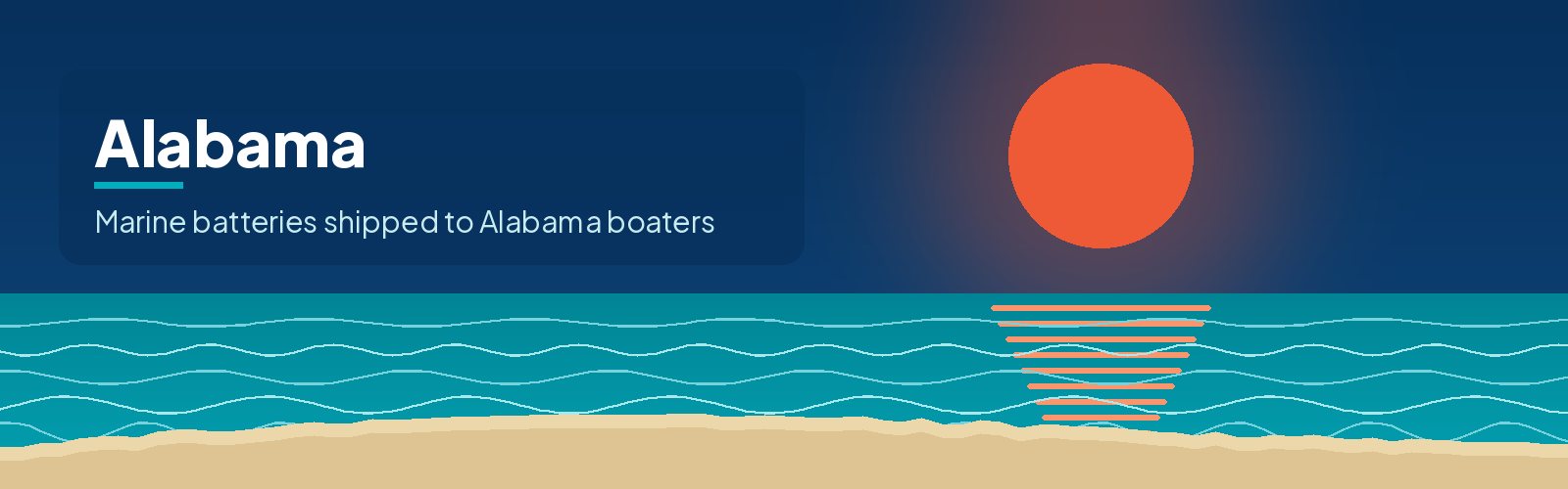 Illustrated waterfront banner for Alabama