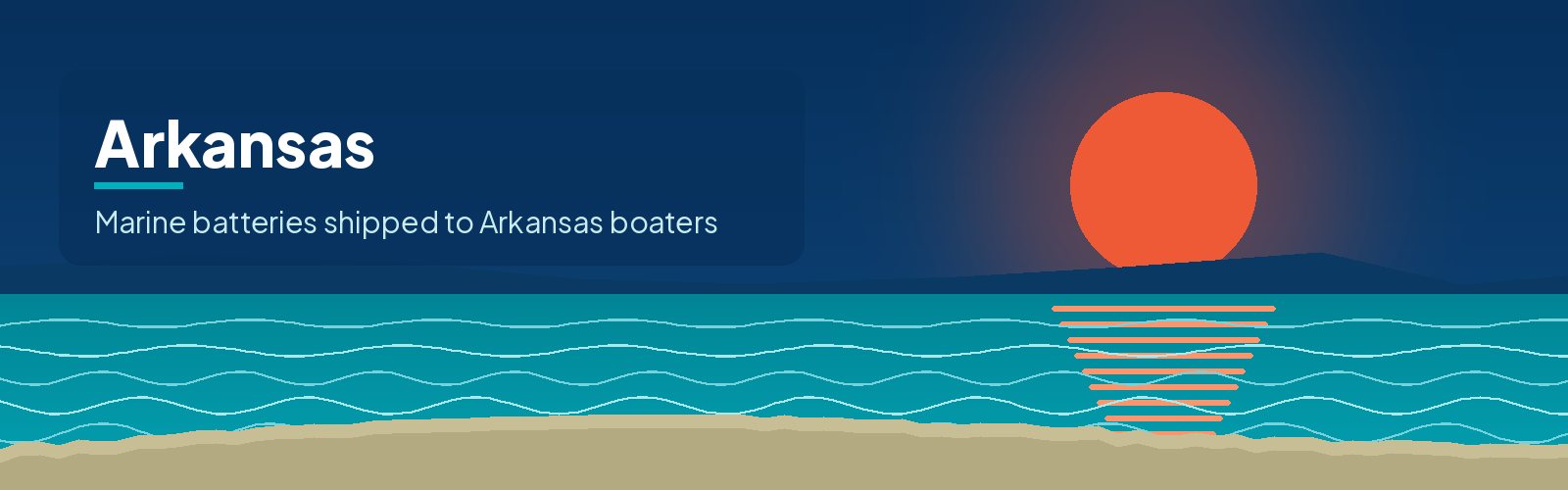 Illustrated waterfront banner for Arkansas