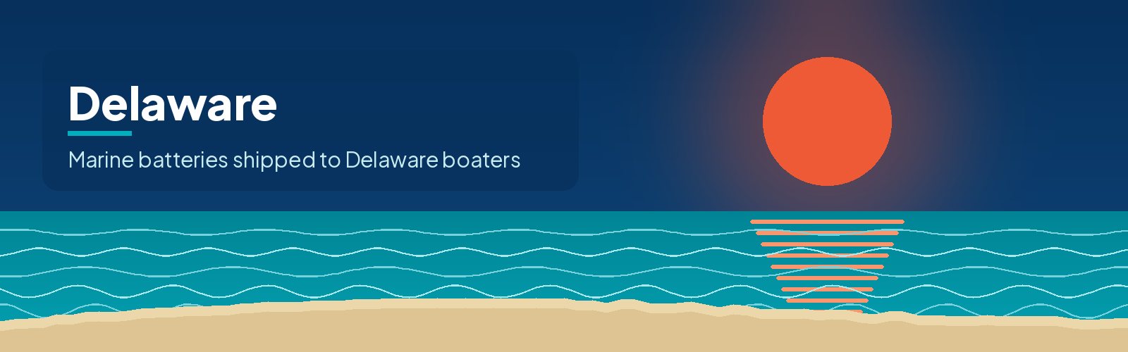 Illustrated waterfront banner for Delaware