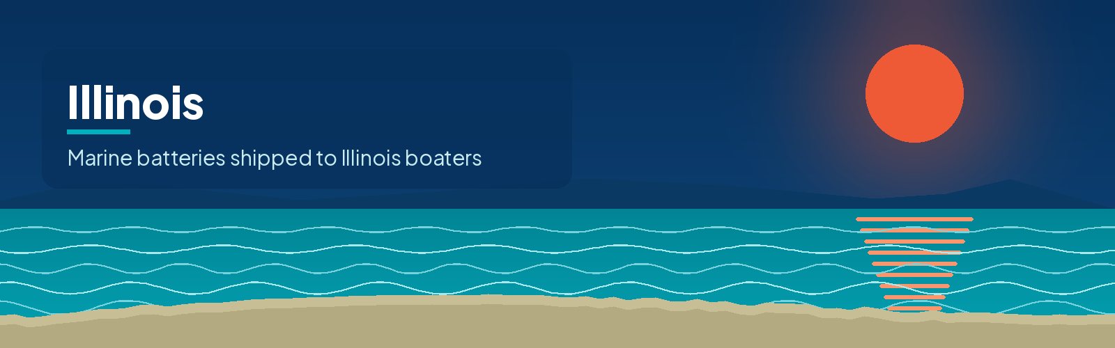 Illustrated waterfront banner for Illinois