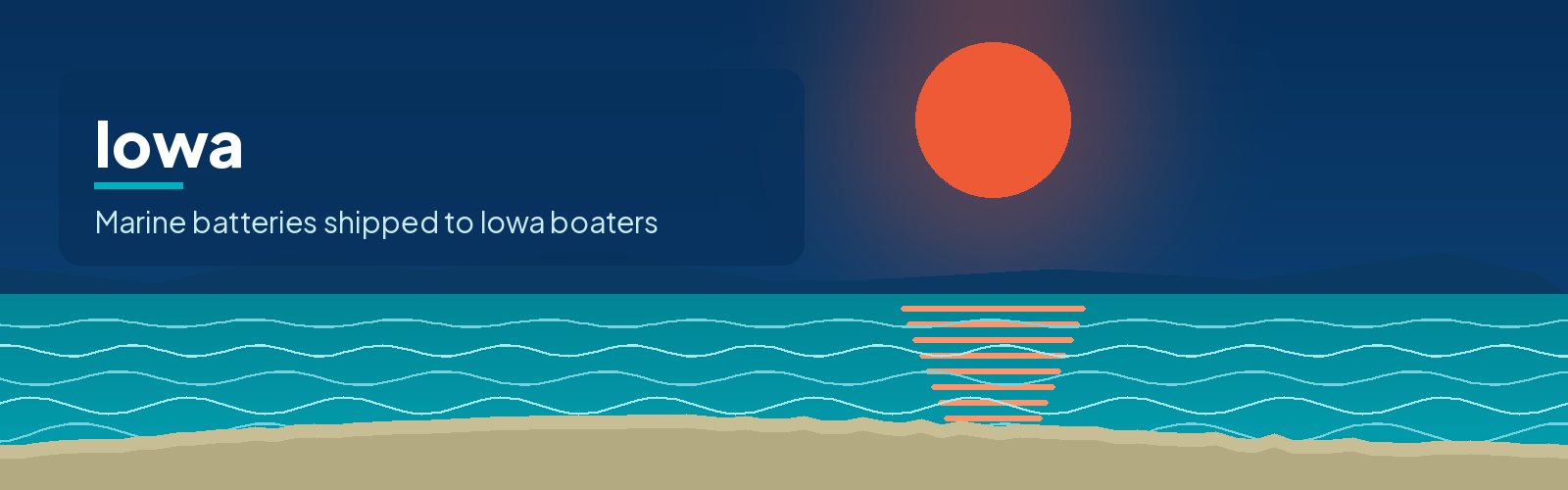 Illustrated waterfront banner for Iowa