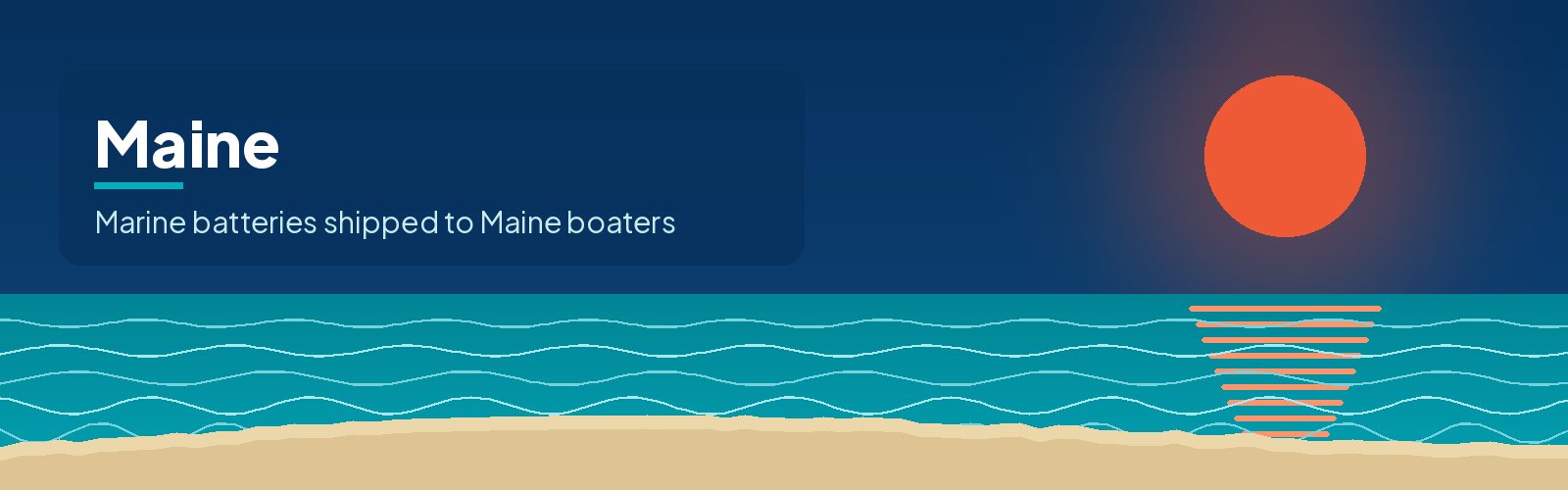 Illustrated waterfront banner for Maine