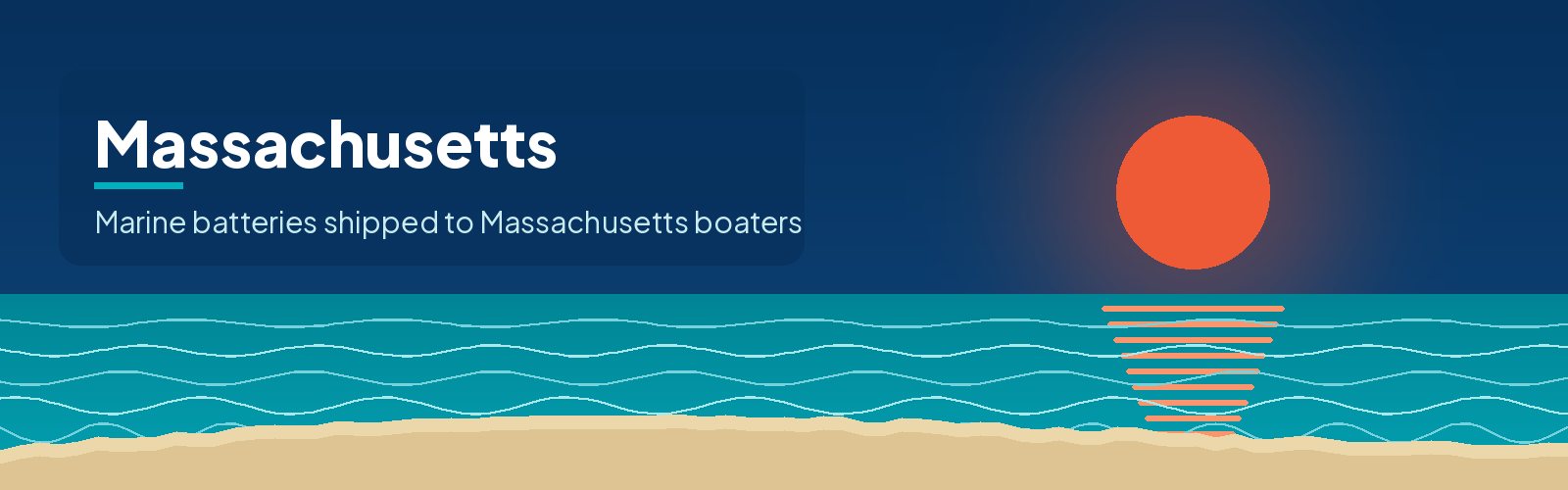 Illustrated waterfront banner for Massachusetts