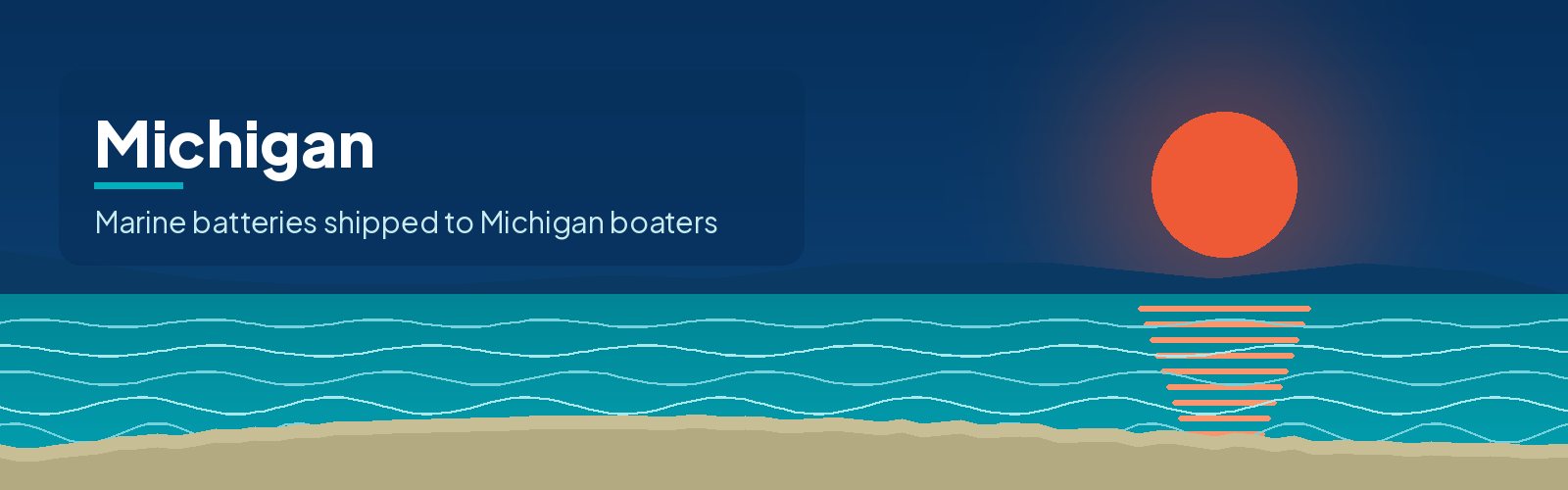 Illustrated waterfront banner for Michigan