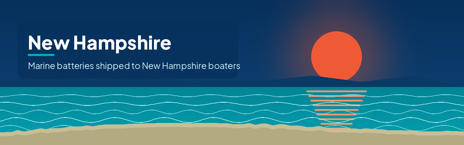 Illustrated waterfront banner for New Hampshire