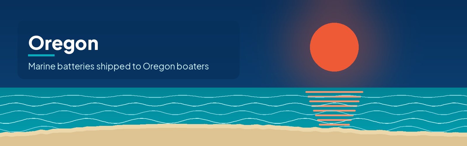 Illustrated waterfront banner for Oregon