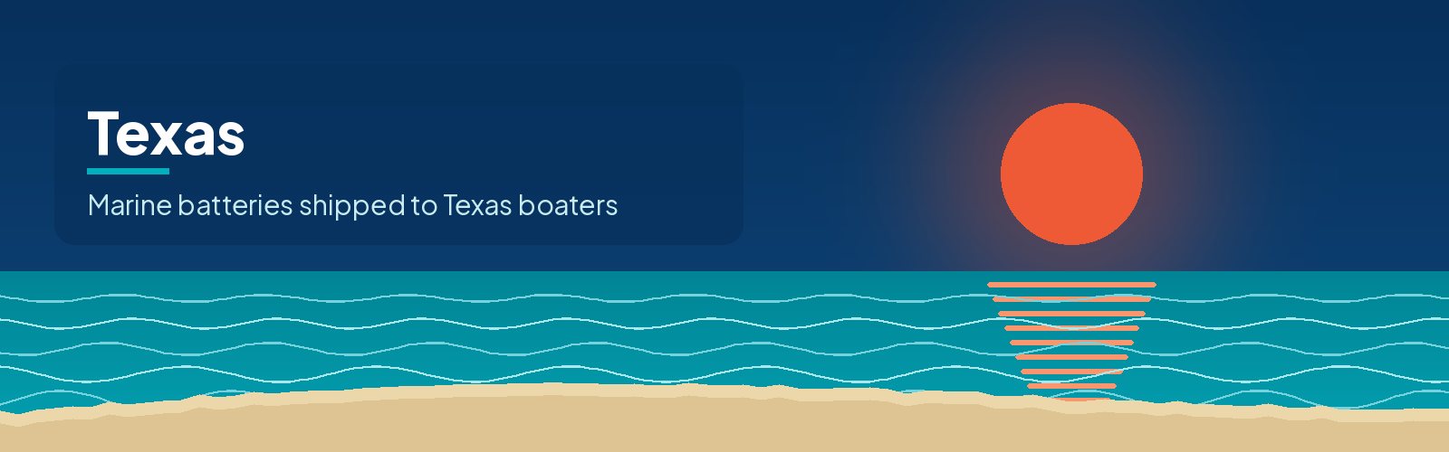 Illustrated waterfront banner for Texas